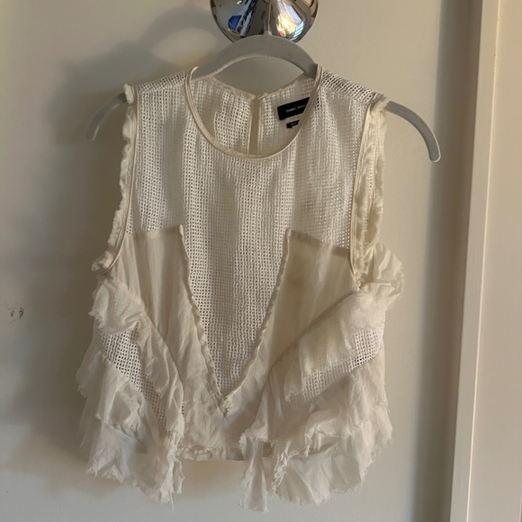 Isabel Marant Fringe Cream Top 36 - Picture 2 of 6
